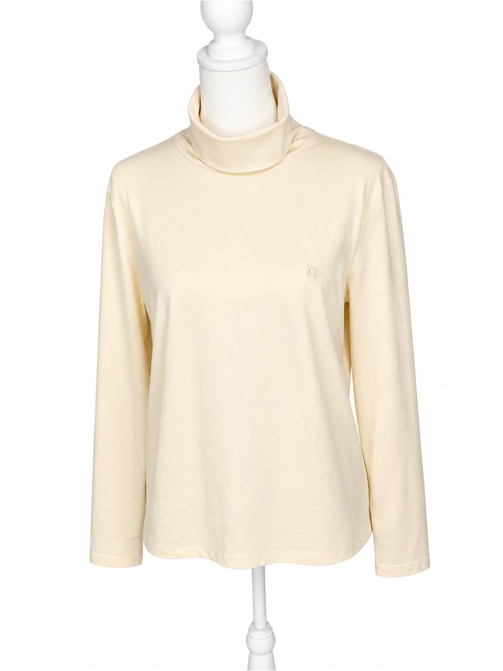 Chaps Classic Cream Turtleneck Long-Sleeve Top